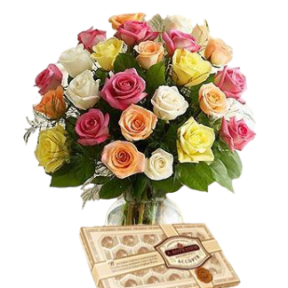 25 colorful roses with chokolates | Flower Delivery Kaliningrad