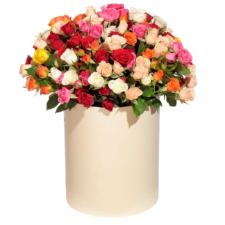 Mixed roses in a hatbox | Flower Delivery Kaliningrad