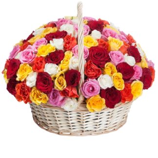 51 colorful roses in the basket | Flower Delivery Kaliningrad